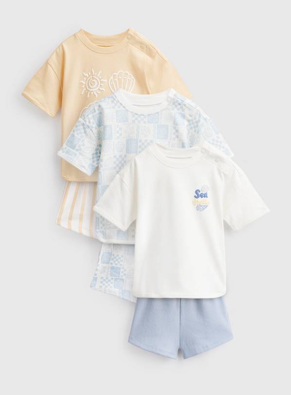 Blue & Yellow T-Shirt & Shorts Set 3 Pack 3-6 months
